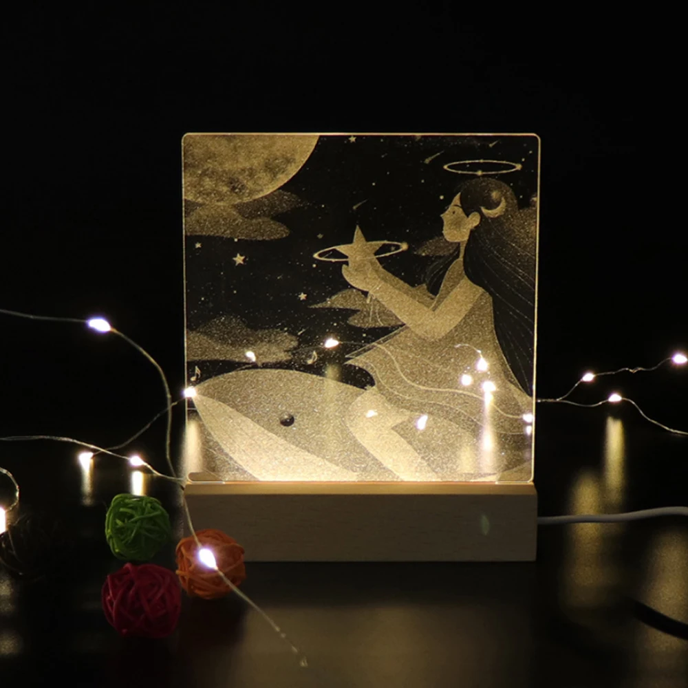 

bedroom Study 3D light Night light festival USB Small table lamp originality Acrylic Atmosphere lamp gift decorate Bedside lamp