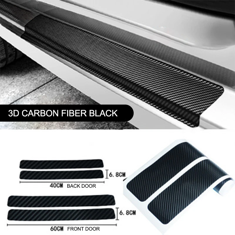 

Universal 4pcs 3D Carbon Fiber Scuff Plate Auto Door Edge Sill Strips Protector Anti Scratch Guards For Car Stickers Accessories