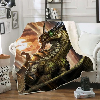 

SOFTBATFY Dragon Fleece Throw Blanket Sofa Bedding Blankets Drop Ship
