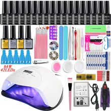 Маникюрный набор для лампы для ногтей 24/54/84W светодиодный сухой для акриловых ногтей 18 шт. Гель-лак для ногтей машина Ручка гель для ногтей комплект набор для ногтей