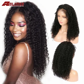 

Kinky Curly Human Hair Wigs With Baby Hair Bleached Knots Brazilian 13*4 Lace Front Wigs Pre-Plucked 180% Density Full Hair