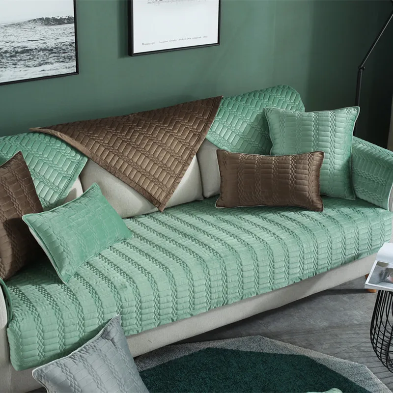 Sofa Covers for Living Room Gray Color Plush Sofa Cushion Couch Cover Modern Minimalist Corner Sofa Towel Seat Pad