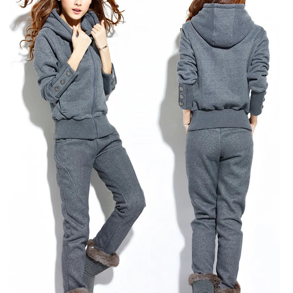 Women Long Sleeve Split Hoodie Set Long Pants Casual Outfit Sportswear Suit For Woman Sweatshirt and Pants Tracksuit Female 1