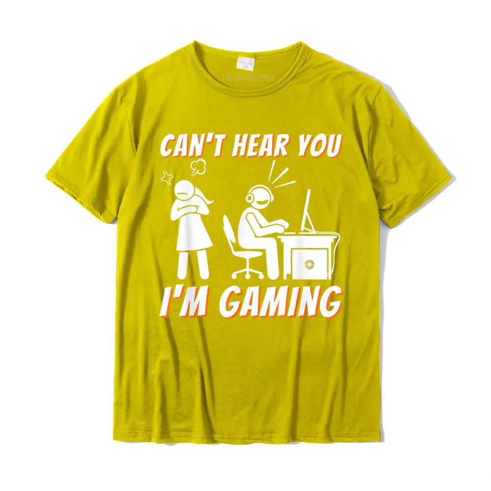 Oversized Design Funny T Shirts Crew Neck Cotton Men Tops Shirts Short Sleeve Thanksgiving Day Funny Tops & Tees Can't Hear You I'm Gaming - Funny Video Game Gamer Humor T-Shirt__MZ22670 yellow