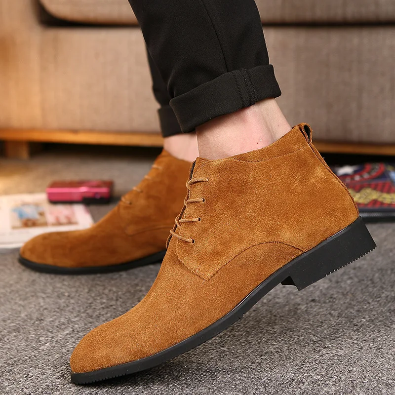 Мужские ботинки больших размеров; однотонные повседневные кожаные ботильоны; сезон осень-зима; брендовая мужская замшевая обувь; zapatos de hombre; 88