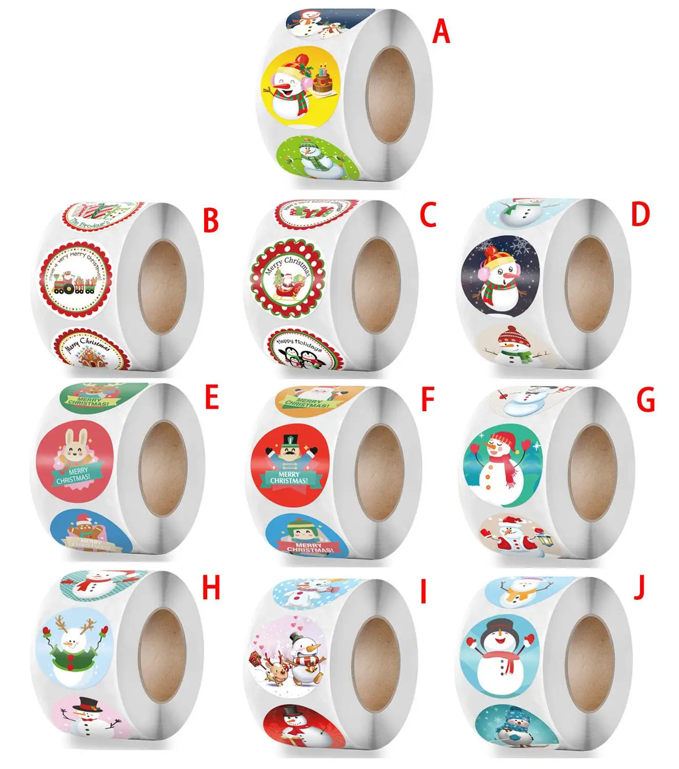 

500pcs Round Merry Christmas Stickers Seal Label Snowman pattern Thank You Gift Decoration Sticker Package Stationery Sticker