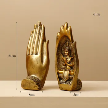

[HHT] 2PCS/SET BUDDHA STATUE HANDS SCULPTURES MONK FIGURINE TATHAGATA INDIA YOGA FENGSHUI HOME DECORATION SANDSTONE RESIN CRAFTS