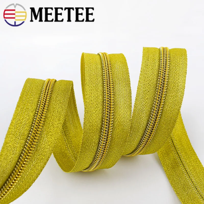 Meetee 3#5# разъемная застежка-молния 2/5 метров с золотыми зубьями нейлоновая Катушка застежка-молния сумки Чемодан напольный шатер DIY ручной работы аксессуары для шитья одежды