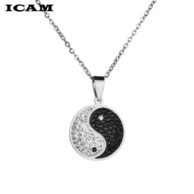 ICAM Инь-Ян подарок модный мужской лучший друг женщины унисекс пары ювелирных изделий Серебро Багуа Тай Чи ожерелье BFF кулон