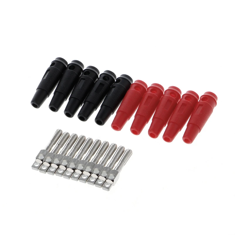 

10 Pcs 32A 4mm Banana Plug High Current Insulated Shrouded Stackable Connector Soldering Type