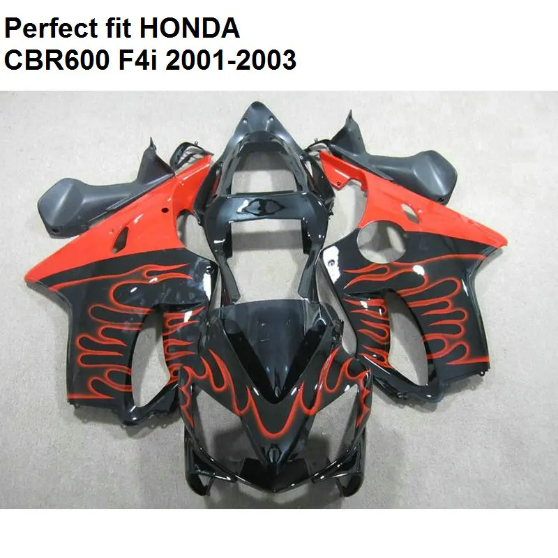 Пресс-форма для литья под давлением обтекатель для Honda CBR 600 F4i 01 02 03 корпус с красным пламенем обтекатели комплект CBR600 F4i 2001 2002 2003 BA11