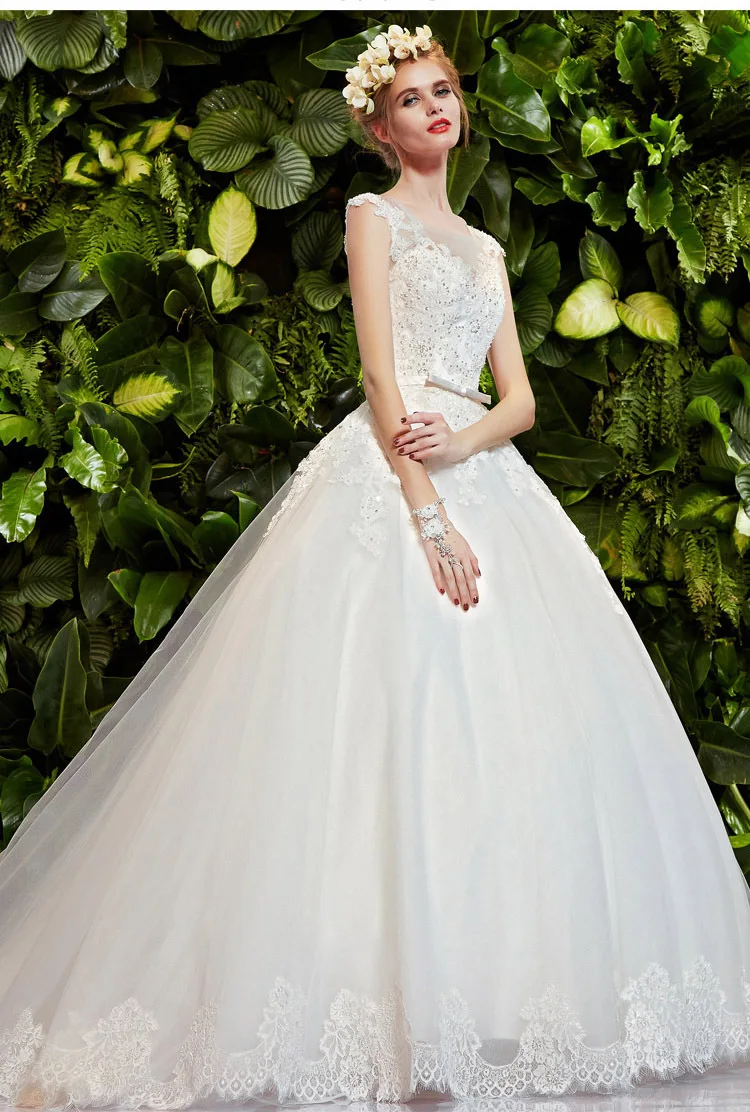 Настоящая фотография Vestidos De Noiva Casamento свадебное платье с кружевной аппликацией и бисером