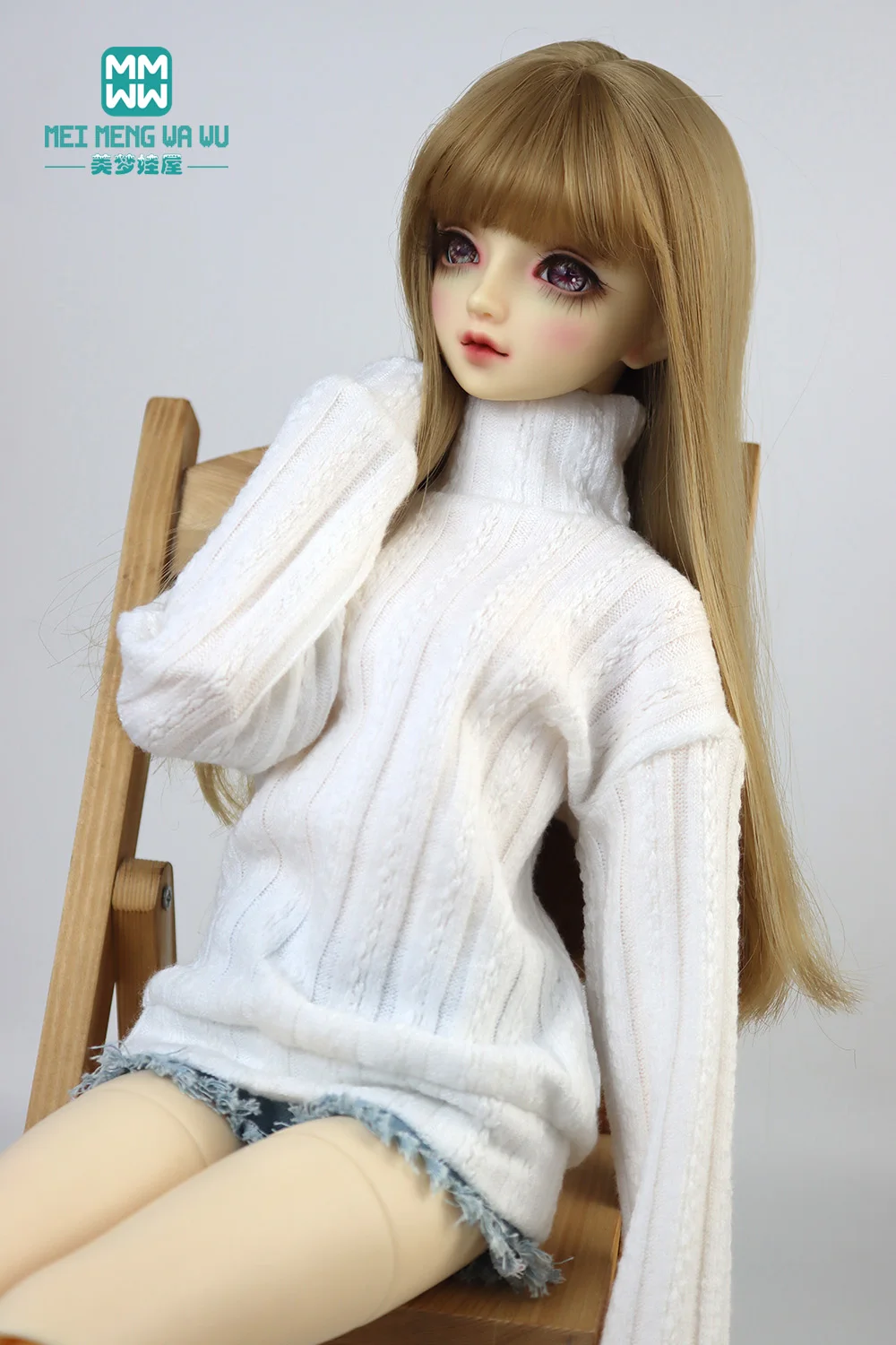 1/3 1/4 1/6 BJD doll clothes Fashion turtleneck twist sweater blue