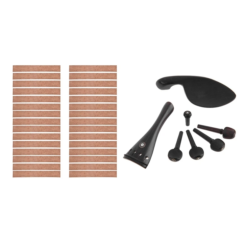 7 Ebony 4/4 Violin Tailpiece Endpin 4 Pegs Chinrest Parts With 30PCS Clarinet Neck Joint Cork | Спорт и развлечения