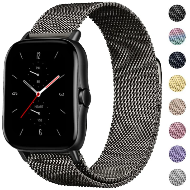 20mm/22mm Magnetic band For Amazfit GTS/2/2e/3/GTS2 Mini/GTR 42mm/47mm/GTR2/3/Pro stratos Metal Watch Bracelet bip strap | Наручные часы