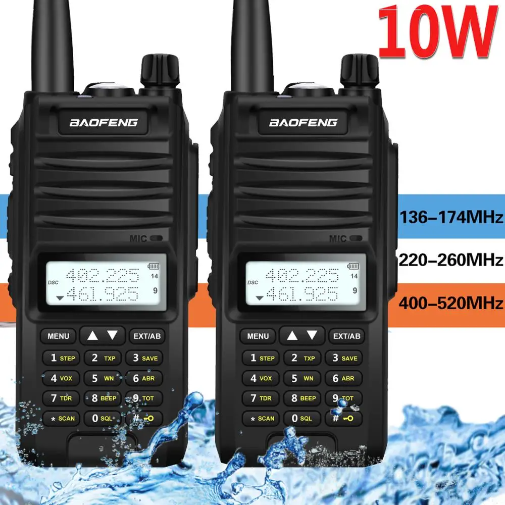Двухсторонняя рация Baofeng водонепроницаемая трехдиапазонная IP67 10 Вт 4800 мАч 2 шт. |