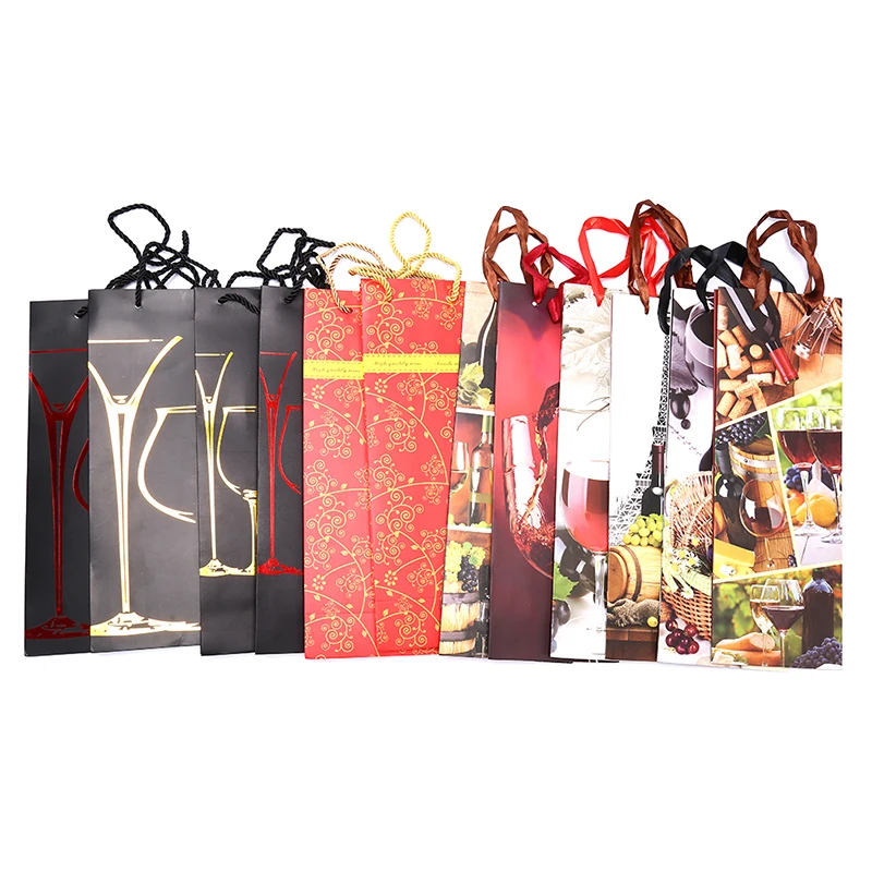 12X Christmas Bottle Wine Bags Set Paper Handle Gift wrapping