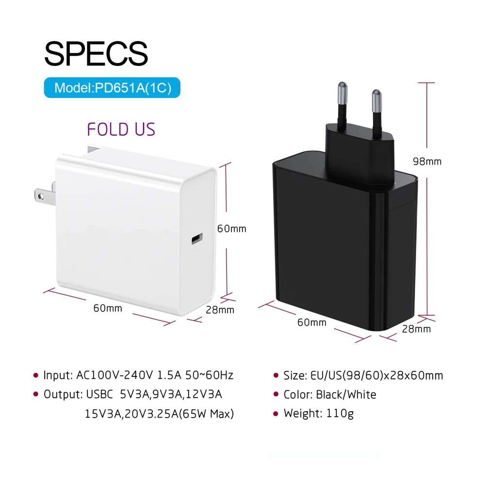 carregador 45 usb c adaptador de alimentação