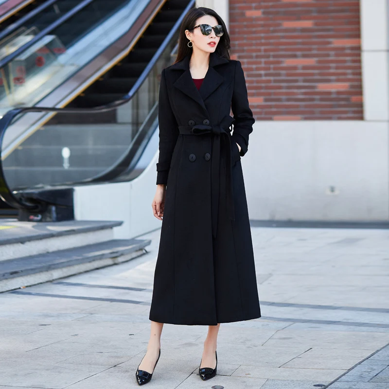Autumn/winter New Women's Casual Wool Blend Trench Coat Oversize Cashmere Coats Cardigan Long Coat With Belt