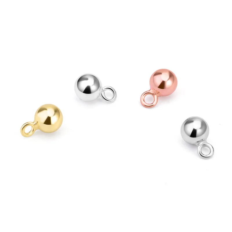 Круглые бусины шармы из серебра 925 пробы под розовое золото 4 мм 5 2 шт.|diy accessories|beads