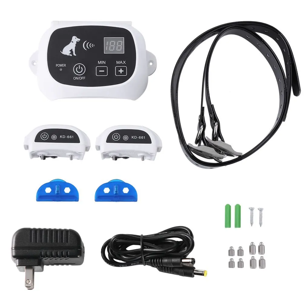 

Rechargeable & Waterproof Wireless 1/2/3 Dog Fence No-Wire Pet Containment System With Progressive Warning Tone US Plug
