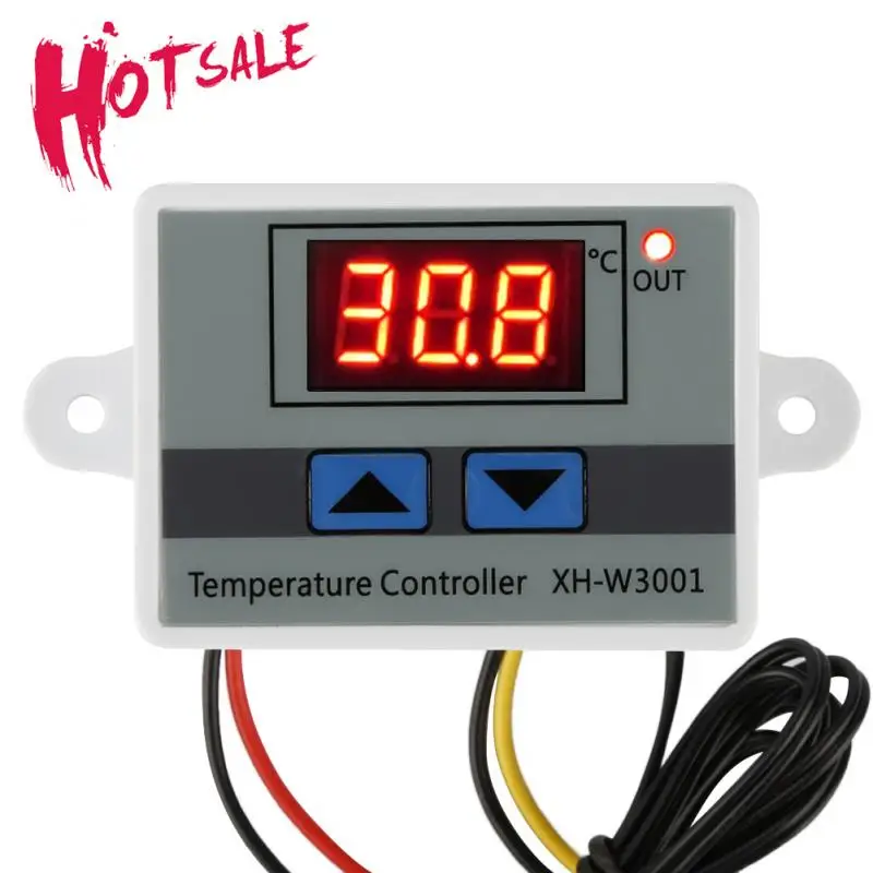 Controlador de temperatura Digital LED de 10A y 220V CA, XH-W3001 para incubadora, interruptor de calefacción de refrigeración, termostato, Sensor NTC, termómetro