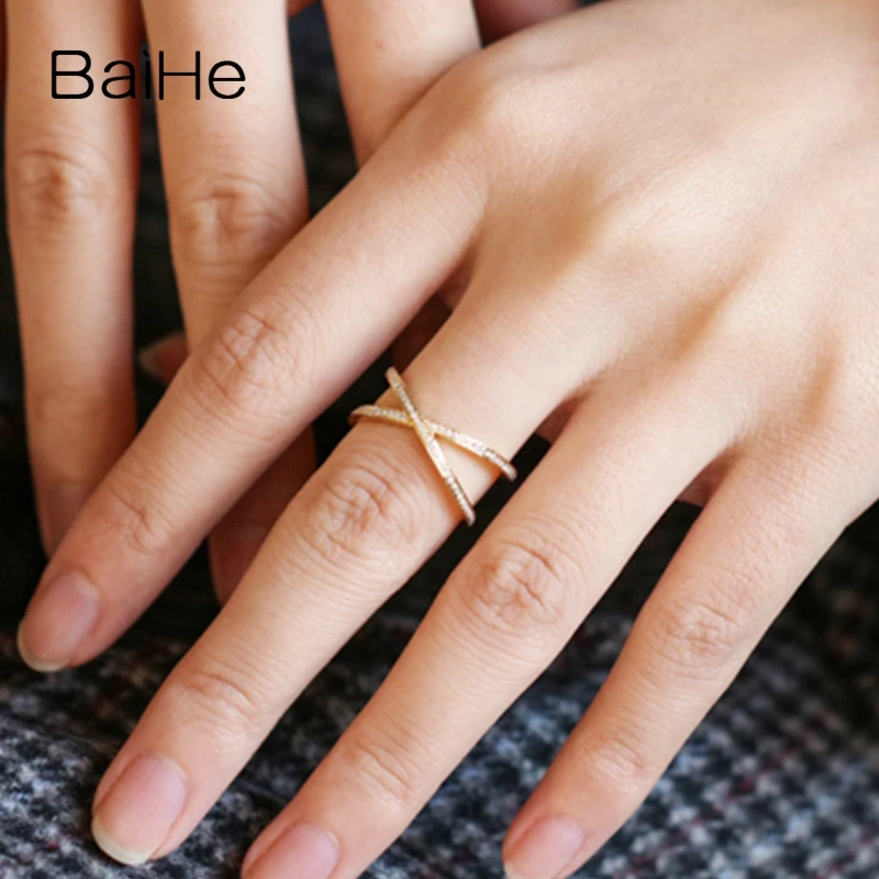 BAIHE Solid 14K желтое золото 0.39ct круглый H/SI природные бриллианты свадебные женские