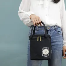 [Сумка для ланча] Холщовая Сумка-мешок на молнии, одноцветная сумка для ланча с рисунком медведя из алюминиевой фольги, изолированная сумка-бокс Bento