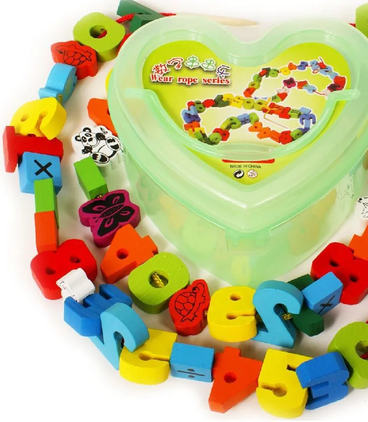 

Educational Wooden Toys Bead Toy Lettered with Numbers Arithmetic String Music Toy