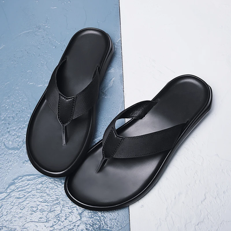 

Summer Casual Flip-flops Men's Genuine Leather Flip-flop Soft Bottom Anti-slip Sandals Outdoor Men Slippers Beach Slippers