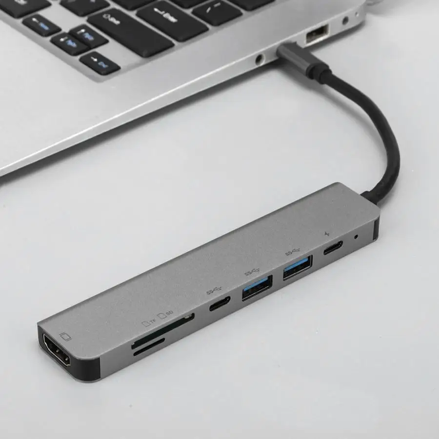 TF концентратор карт 7 портов расширения в 1 USB-C концентратор Алюминиевый сплав Док-станция для MacBook Pro/Chromebook