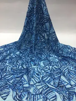 

newest muti color sequin Modern design French net lace fabric African sequins lace embroidery tulle lace fabric for party dress