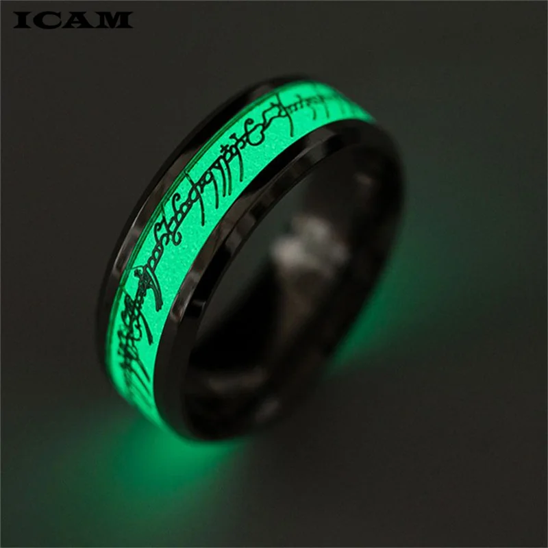 ICAM/новые кольца из нержавеющей стали с одним кольцом, флуоресцентные светящиеся кольца с логотипом для женщин, модные ювелирные изделия