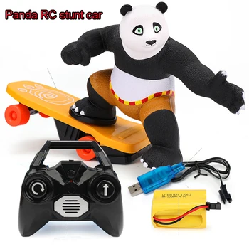 

Big Kungfu panda electric rc Scooter Balance car model slide rotate classic film theme remote control stunt car toy for kids