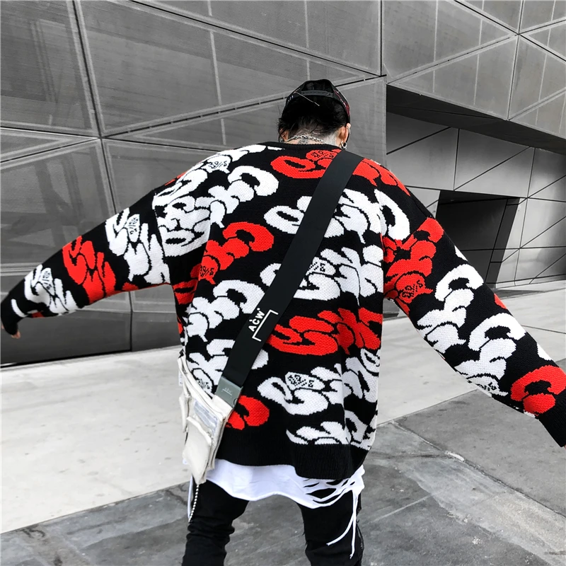 Pull Homme повседневный мужской свитер с круглым вырезом и принтом