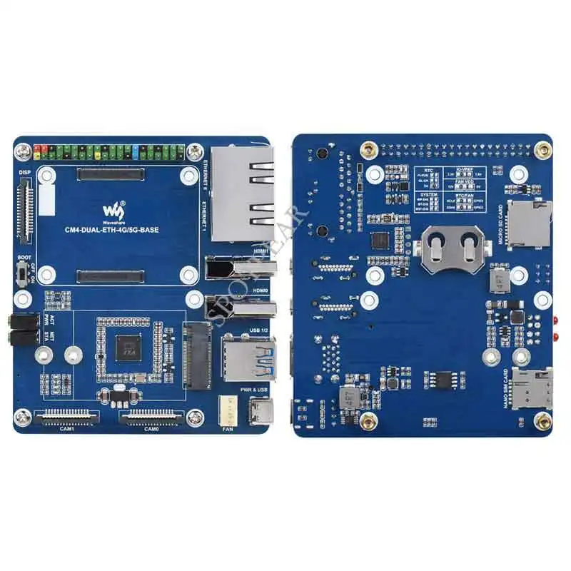 

Raspberry Pi CM4 Compute Module 4 CM4 Dual Gigabit Ethernet 5G/4G Base Board USB3.0