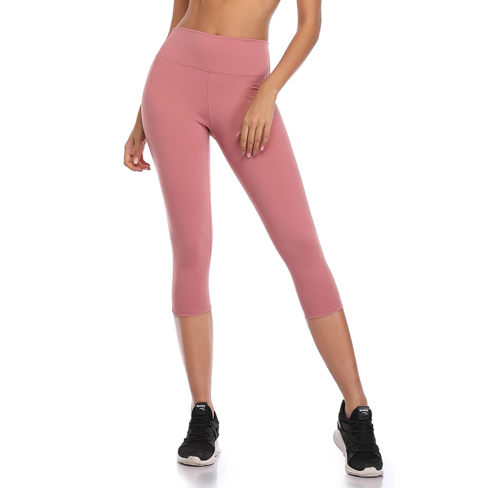 Pink Capri LI-FI Высокая Талия Леггинсы для йоги Йога Леггинсы 4 способ Streth тренировки Леггинсы брюки для йоги, эластичные, обтягивающие, Спортивные леггинсы - Цвет: Pink Capri