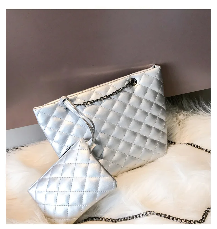 

Bag Women's 2018 Autumn And Winter New Style INS Super Fire Picture Rhombus Chain Bag Tote Bag Handbag