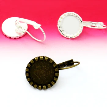 

10pcs 10mm 12mm 20mm French Lever Cabochon Earring Setting Blank Earring Base Cameo Bezels Tray For Jewelry Making Supplies