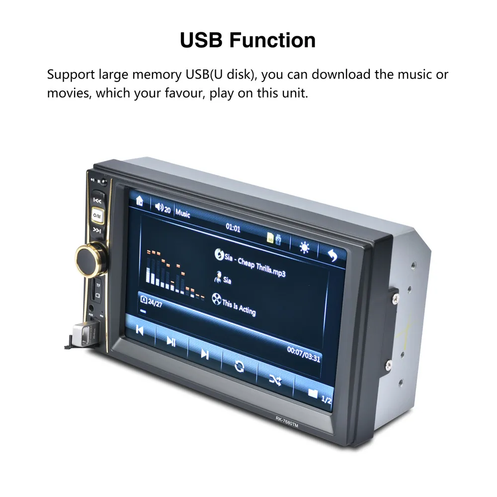 MP5 плеер Bluetooth V3.0 fm-передатчик Aux6.6 дюймов сенсорный экран 1080p Стерео радио автомобиль Лодка Трактор Аксессуар# Zer