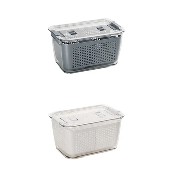 

Drain Basket Food Fresh-Keeping Storage Box Plastic Wash Fruit and Vegetable Drain Basket Refrigerator Organizer
