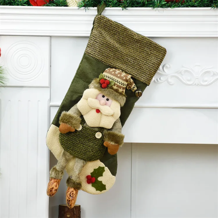 santa claus Носки с Санта Клаусом, снеговиком, рождественские украшения, Подарочная сумка, Новогоднее украшение, Новогодние товары, рождественские чулки, Kerst Decoratie - Цвет: santa claus