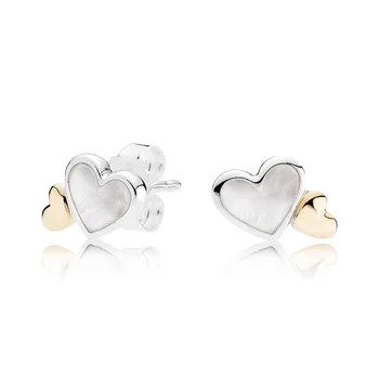 

New fashion sterling silver earrings cute white gold bright heart-shaped S925 Valentine's Day gift