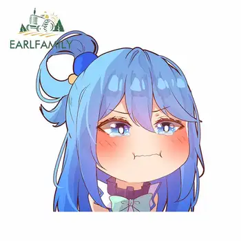 

EARLFAMILY 13cm x 13cm for Crying Aqua Peeker Car Decal Waterproof Scratch-proof Sticker Body for Car VAN Decoration