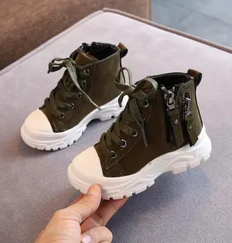 

Autumn Winter Children Ankle boots Girls Martin Boots Boys Plush Snow Motorcycle Boots Side Zipper Boots Kids Sport Shoes