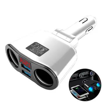 

Dual USB Cigar Lighter Socket Splitter Voltmeter 12V High quality White