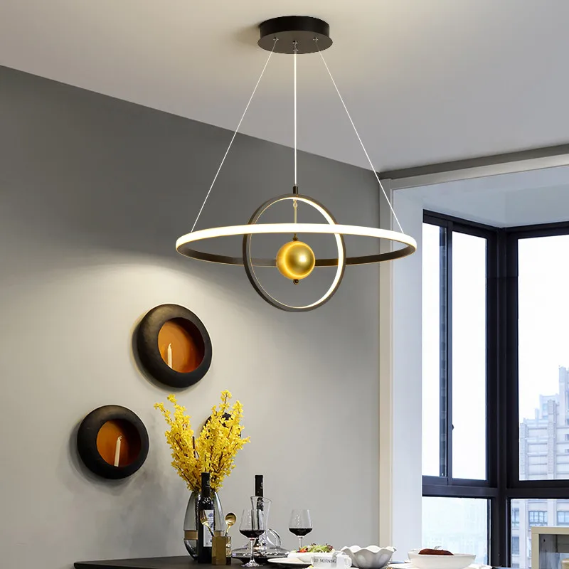 Kitchen Island Light Fixtures Bedroom Hanging Dining Room Lamp Nordic Led Black And Gold Pendant | Освещение
