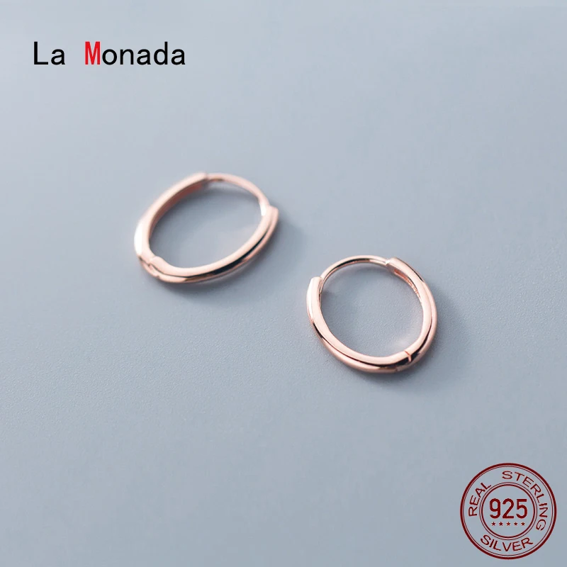 La Monada-pendientes de aro ovalados para mujer, aretes de plata 925 minimalistas para mujeres finas, joyería, aretes de mujer, plata 925 coreana