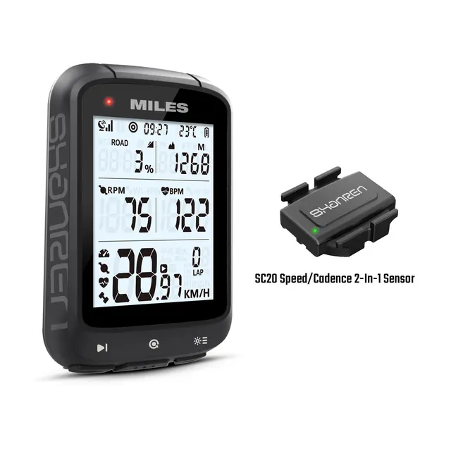 SHANREN MILES GPS Bike Computer Wireless Bicycle Speedometer ANT+ Bluetooth Cycling Computer Miles SC20