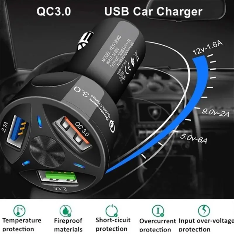Универсальное автомобильное зарядное устройство с 3 USB, 5 В, 3,1 А, мини зарядное устройство, быстрая зарядка, светодиодный, для мобильного телефона, смартфона, для Xiaomi, для samsung/iPhone X